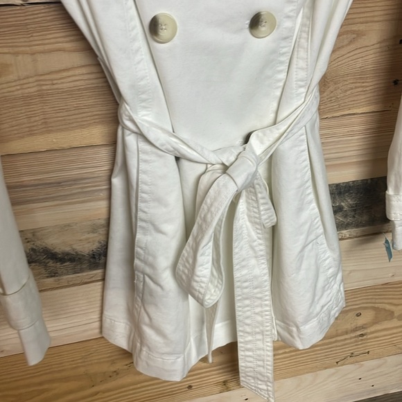 Sonoma size XL White Soft Denim Double-Breasted Trench Coat with Pockets - Picture 5 of 11